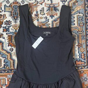 NWT J. Crew Drop Waist Black Mixy Cotton Tank A-Line Maxi Dress size S
